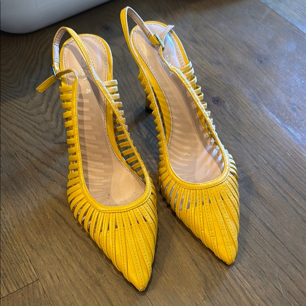 Zara Vibrant Yellow Slingback Heels